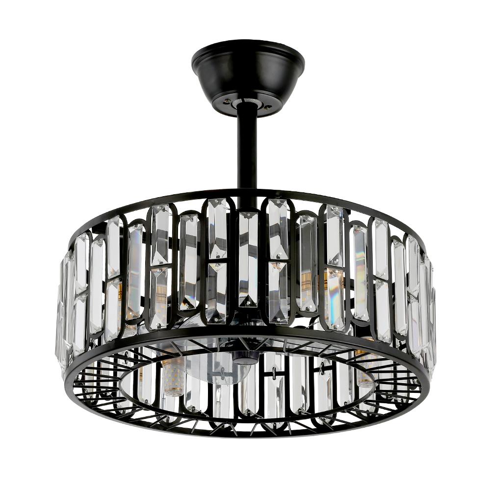 Round Black Dining Room Ceiling Fan with Light