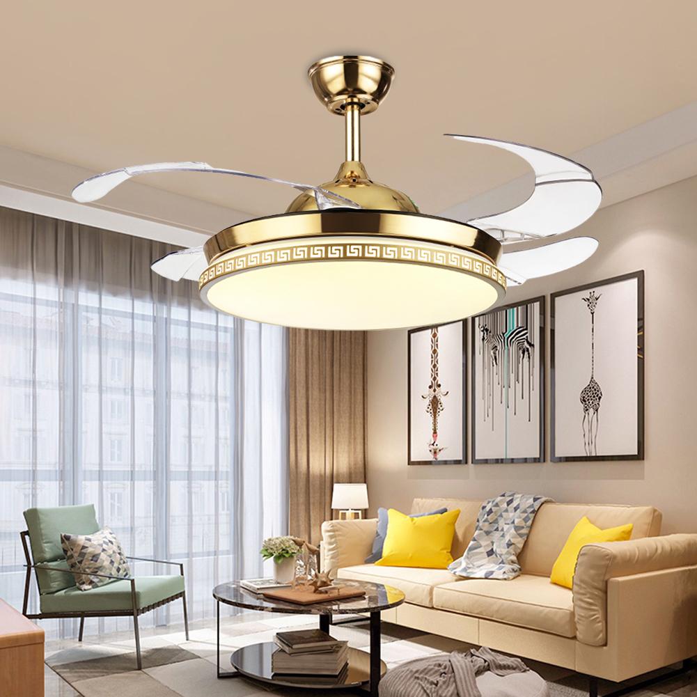 42" Gold Acrylic Invisible Ceiling Fan Chandelier