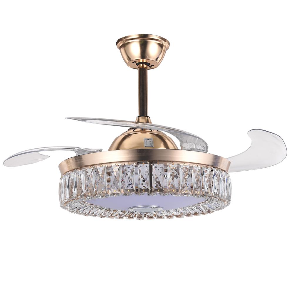 42" Gold Ceiling Colorful Bluetooth Invisible Fan with Light