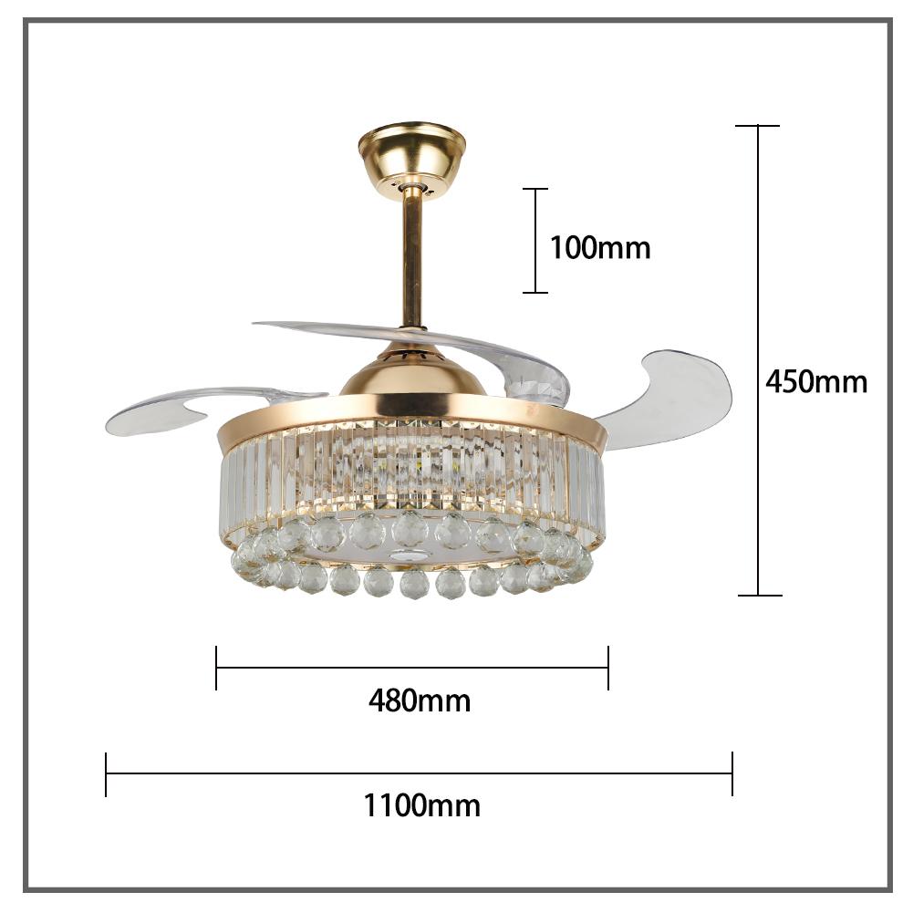 42" Color Variable Frequency Crystal Bluetooth Fan with Light