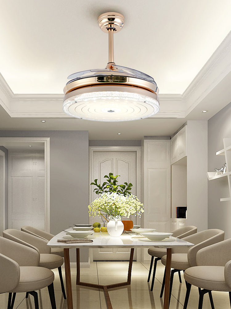42" Gold Acrylic Ceiling Fan Chandelier 无库存
