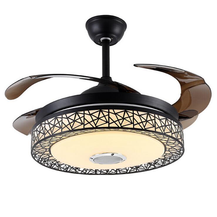 42" Black Bird's Nest Colorful Dimming Bluetooth Fan with Light DS-FZ161