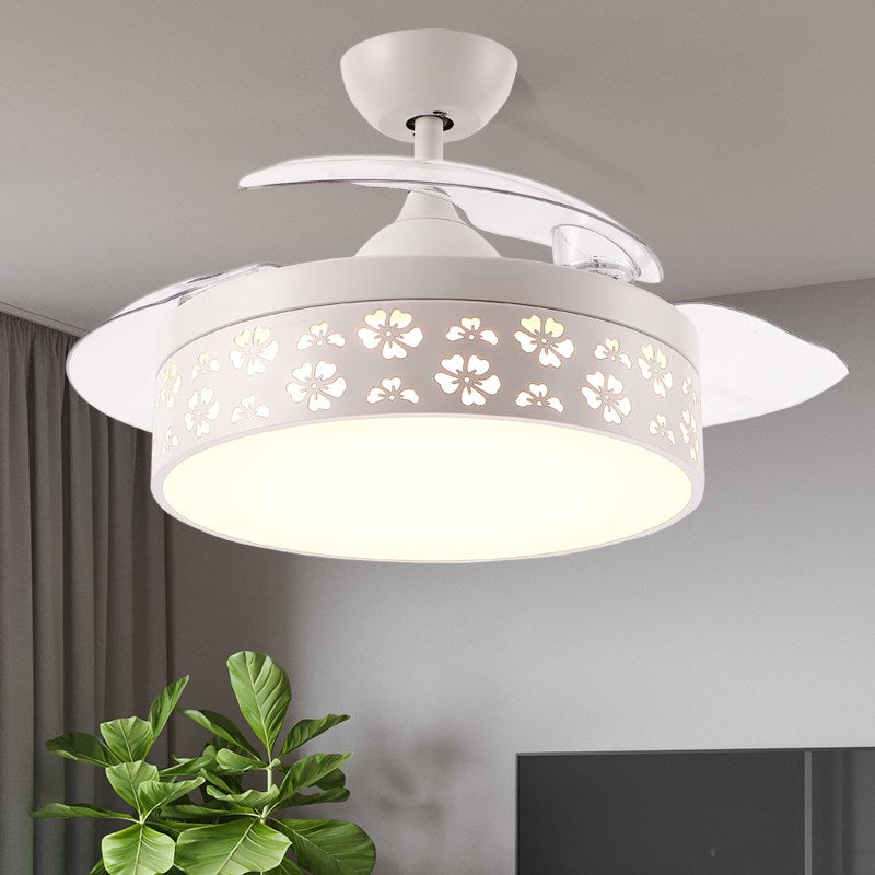 42" White Hollow Petal Ceiling Fan with Light