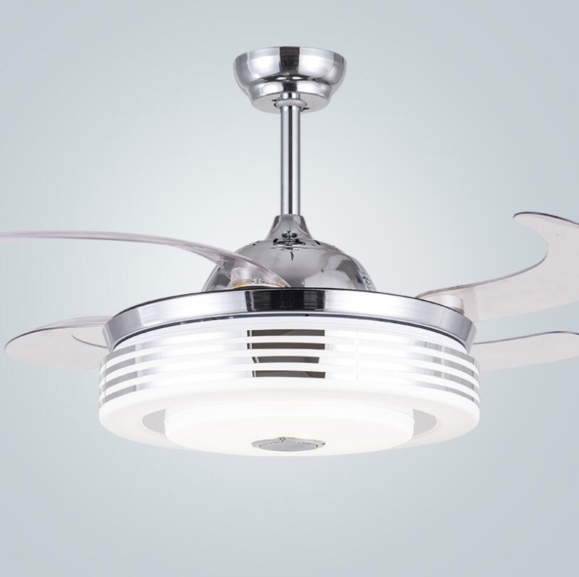 42" Silver Modern Invisible Color Bluetooth Fan with Light