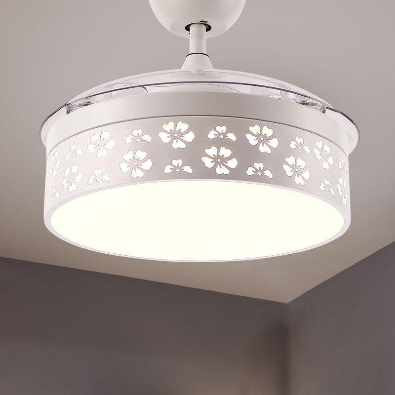 42" White Hollow Petal Ceiling Fan with Light