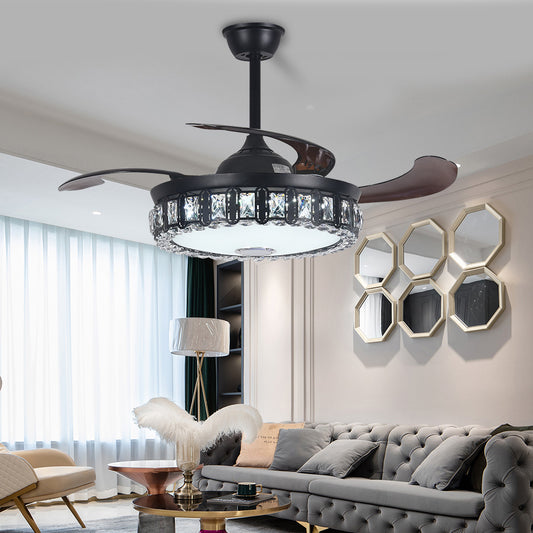 42" Black Bluetooth Retractable Ceiling Fan with Light DS-FH47
