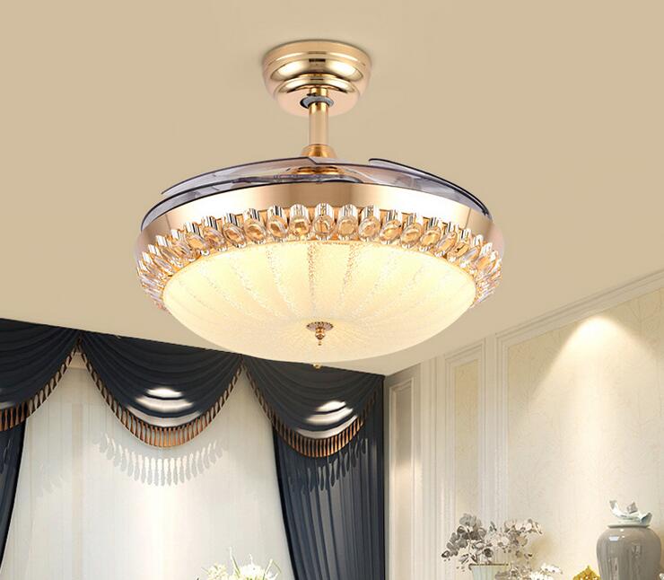 42" Gold Crystal Invisible Fan with Light