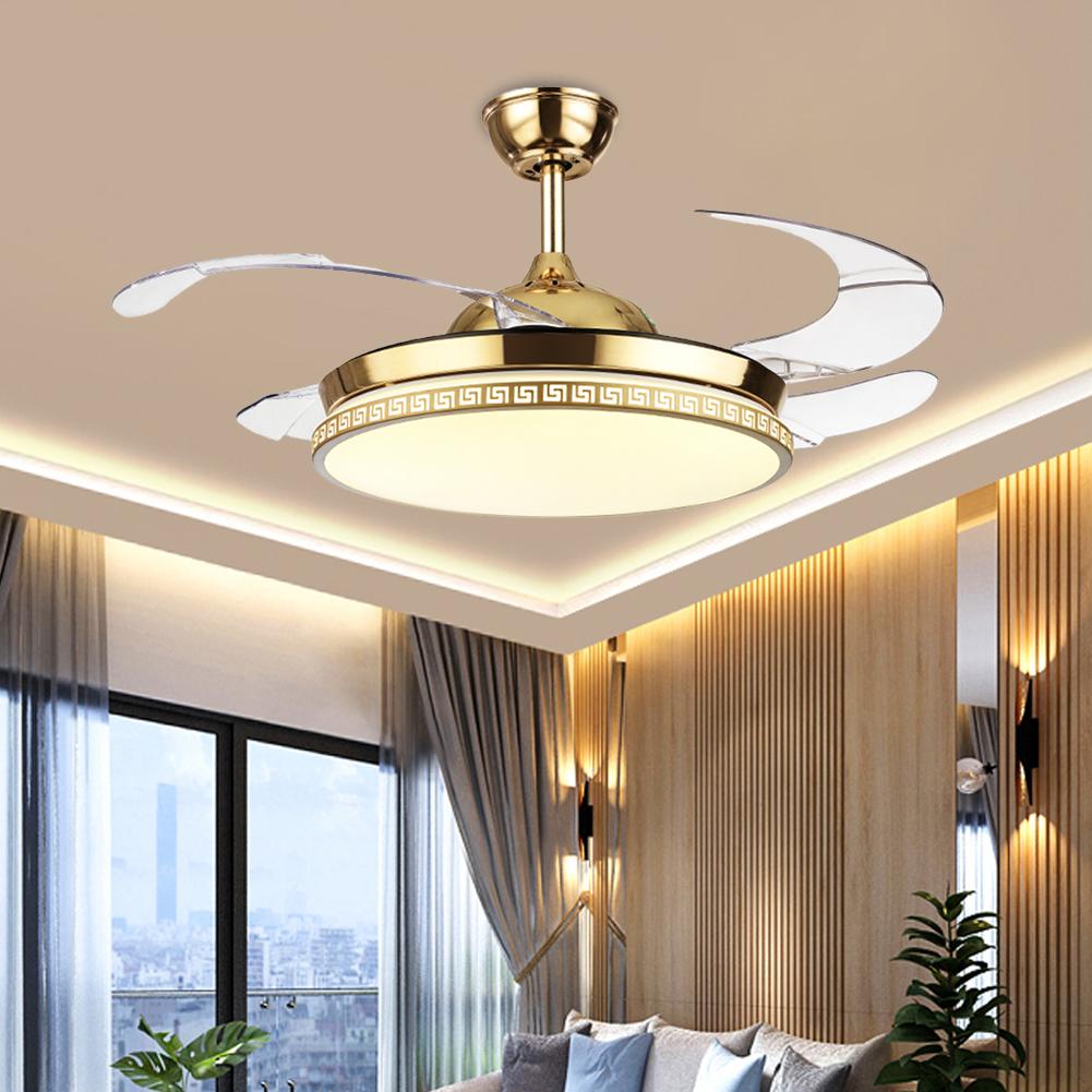 42" Gold Acrylic Invisible Ceiling Fan Chandelier