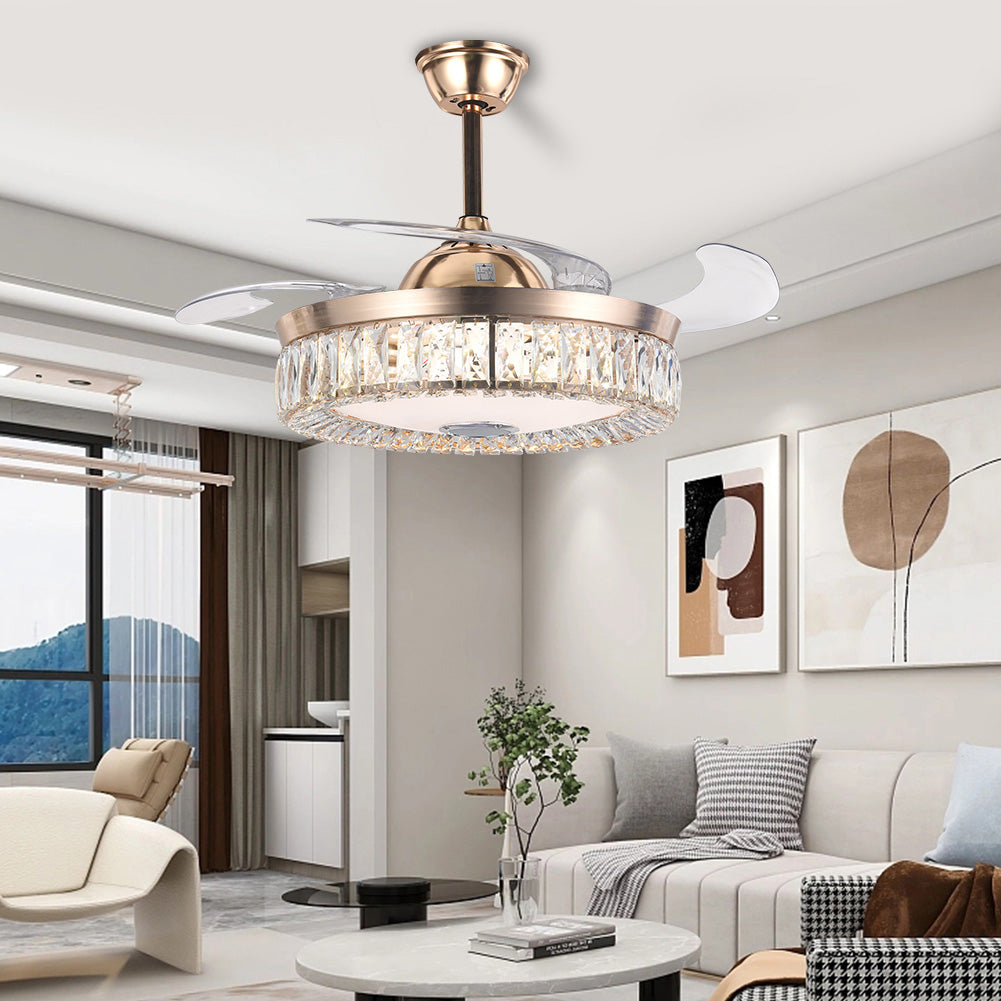 42" Gold Ceiling Colorful Bluetooth Invisible Fan with Light