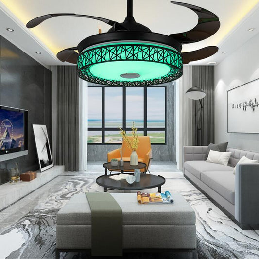 42" Black Bird’s Nest Bluetooth Ceiling Fan with Color Light DS-FZ161