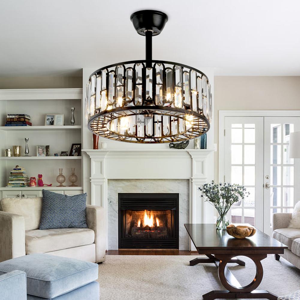 Round Black Dining Room Ceiling Fan with Light