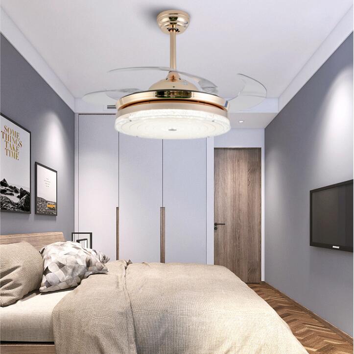 42" Gold Acrylic Ceiling Fan Chandelier 无库存
