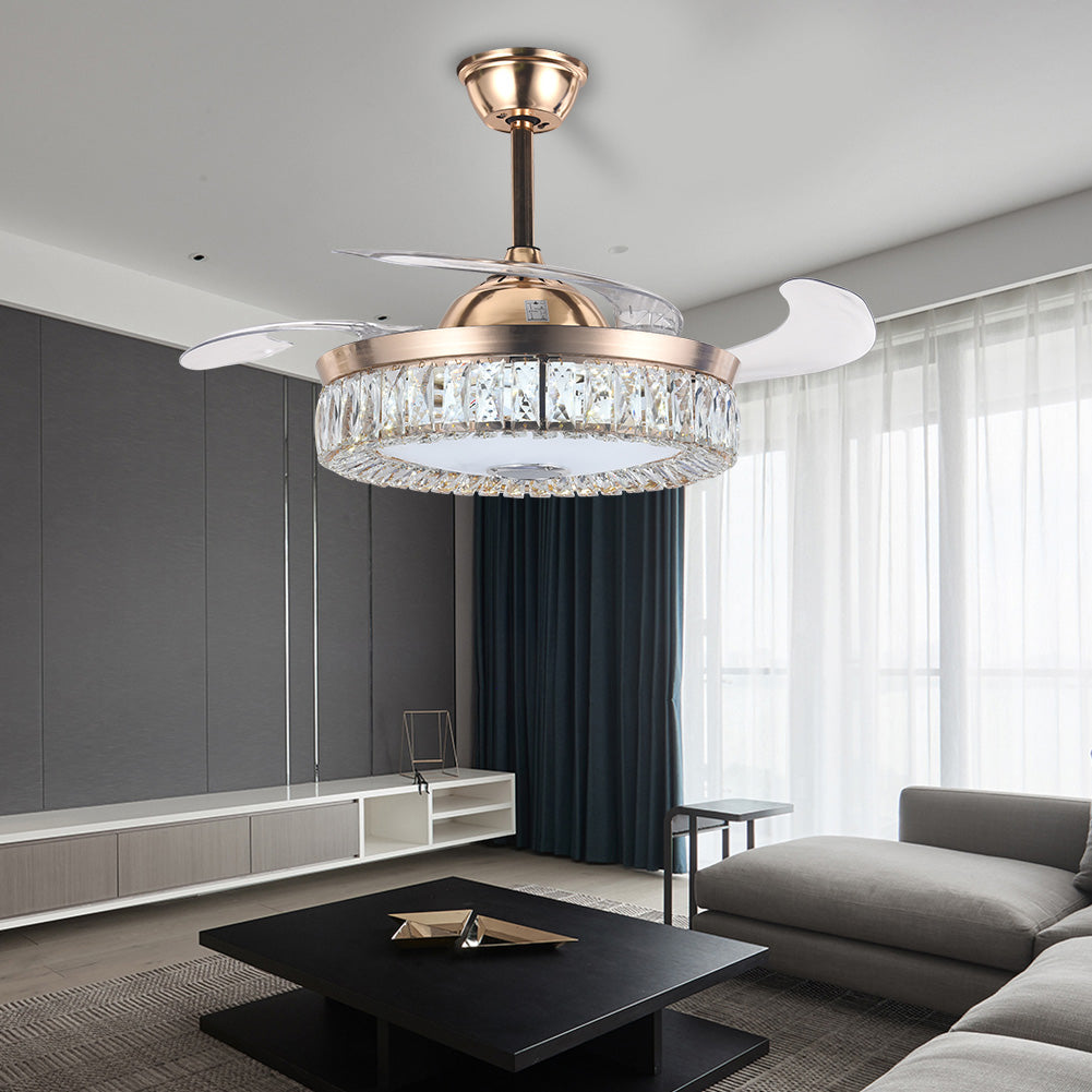 42" Gold Ceiling Colorful Bluetooth Invisible Fan with Light