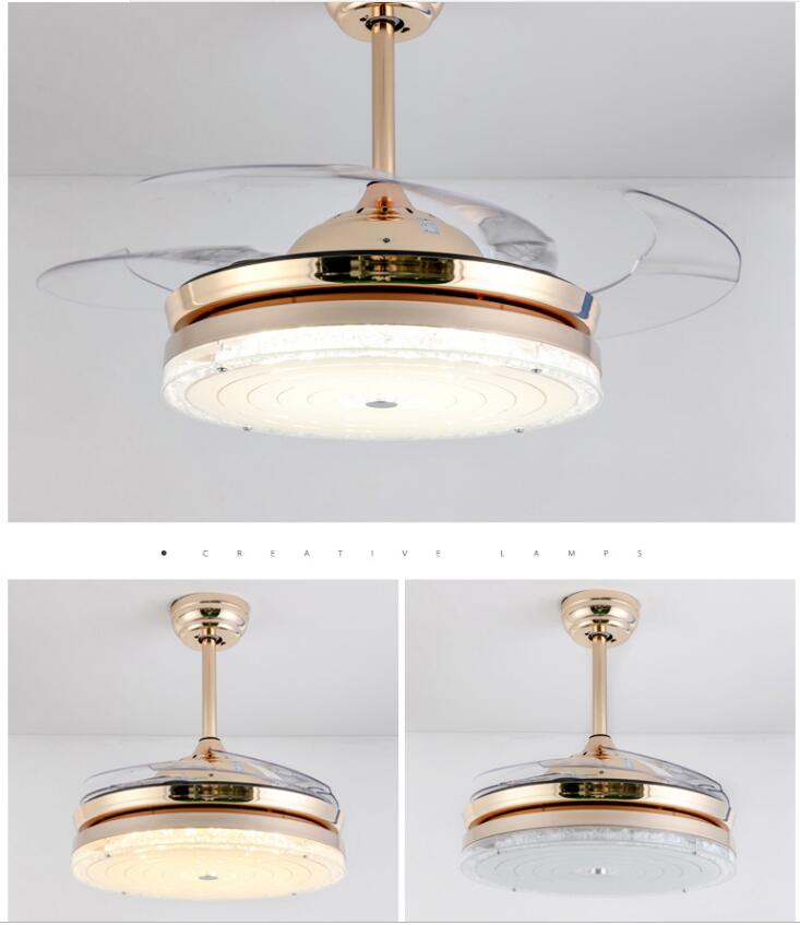 42" Gold Acrylic Ceiling Fan Chandelier 无库存