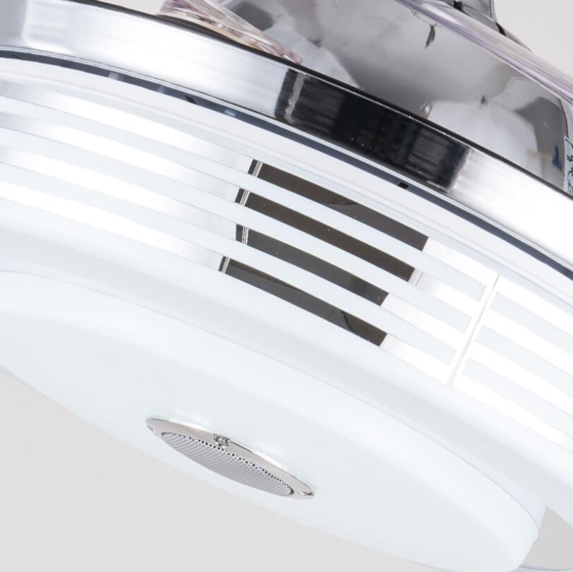 42" Silver Modern Invisible Color Bluetooth Fan with Light