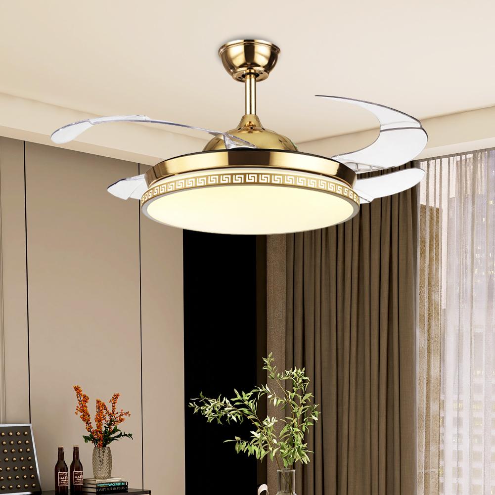 42" Gold Acrylic Invisible Ceiling Fan Chandelier