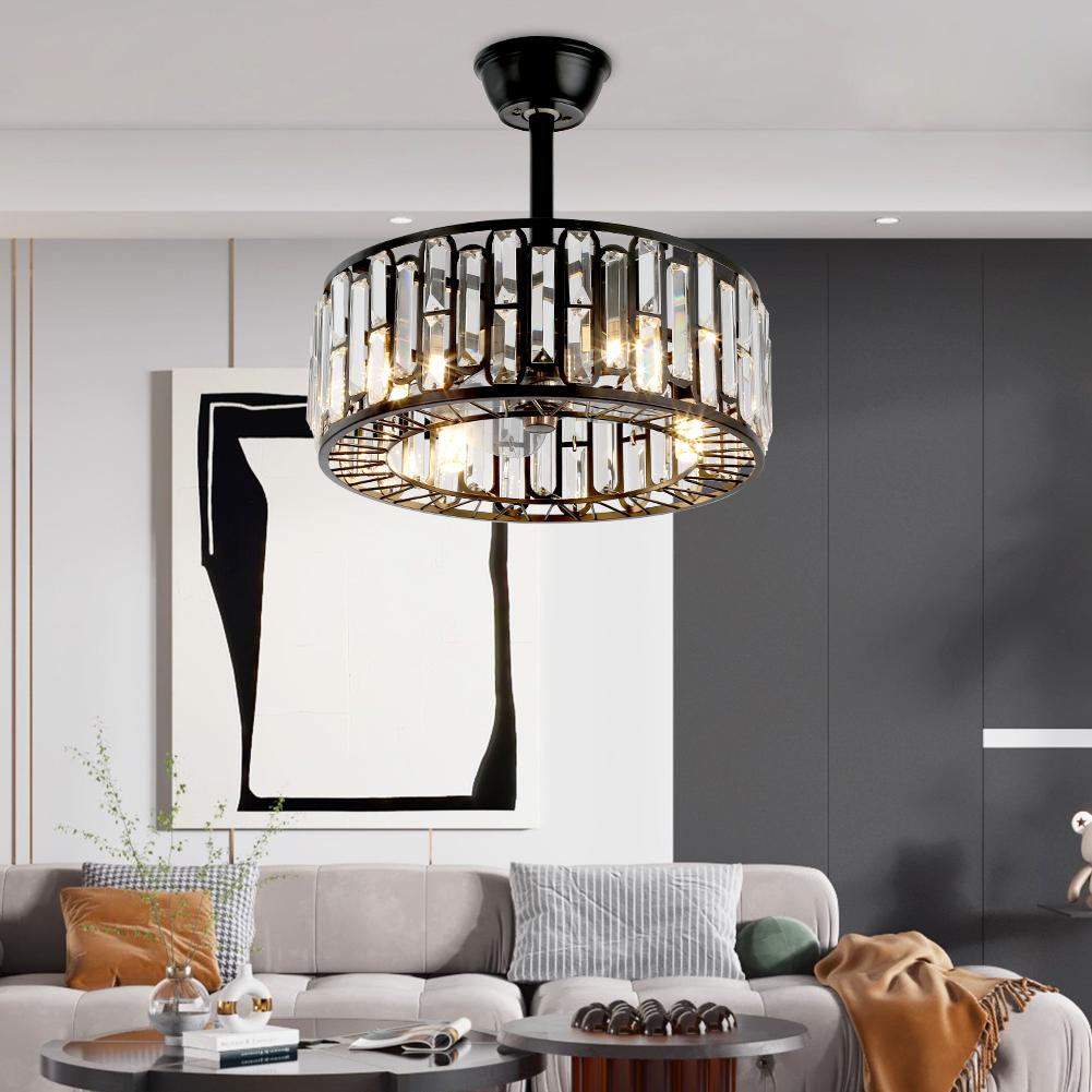 Round Black Dining Room Ceiling Fan with Light