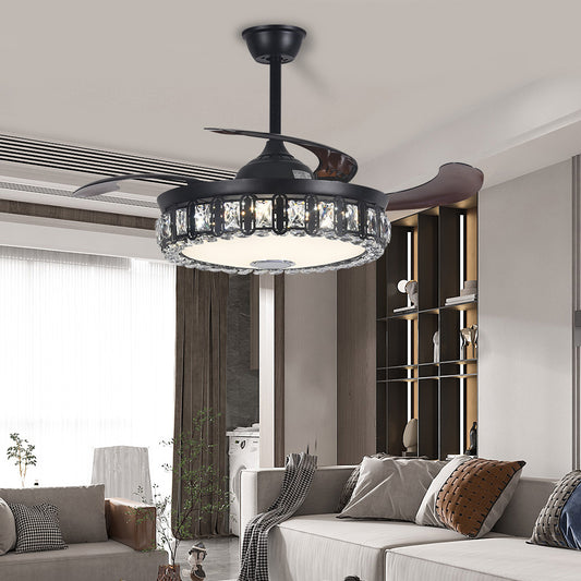 42" Black Bluetooth Retractable Ceiling Fan with Light DS-FH47