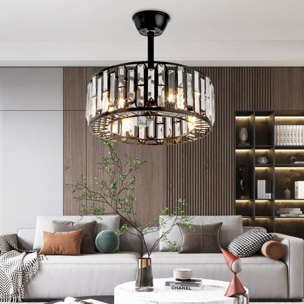 Round Black Dining Room Ceiling Fan with Light