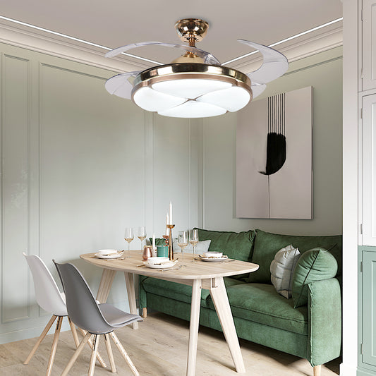 42" Four-Leaf Clover Retractable Ceiling Fan with Light DS-FZ49