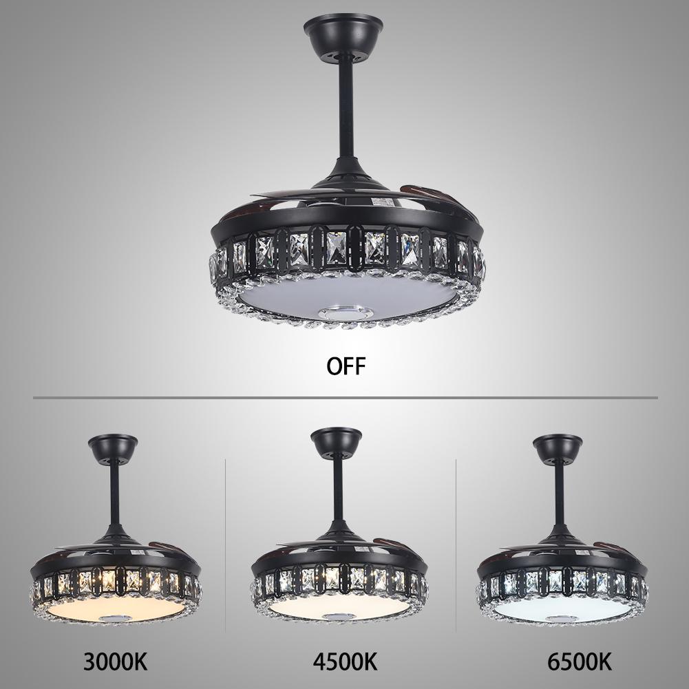 42" Black Dining Room Bedroom Bluetooth Invisible Fan with Light DS-FH47