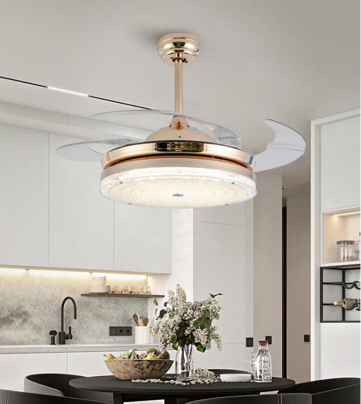 42" Gold Acrylic Ceiling Fan Chandelier 无库存