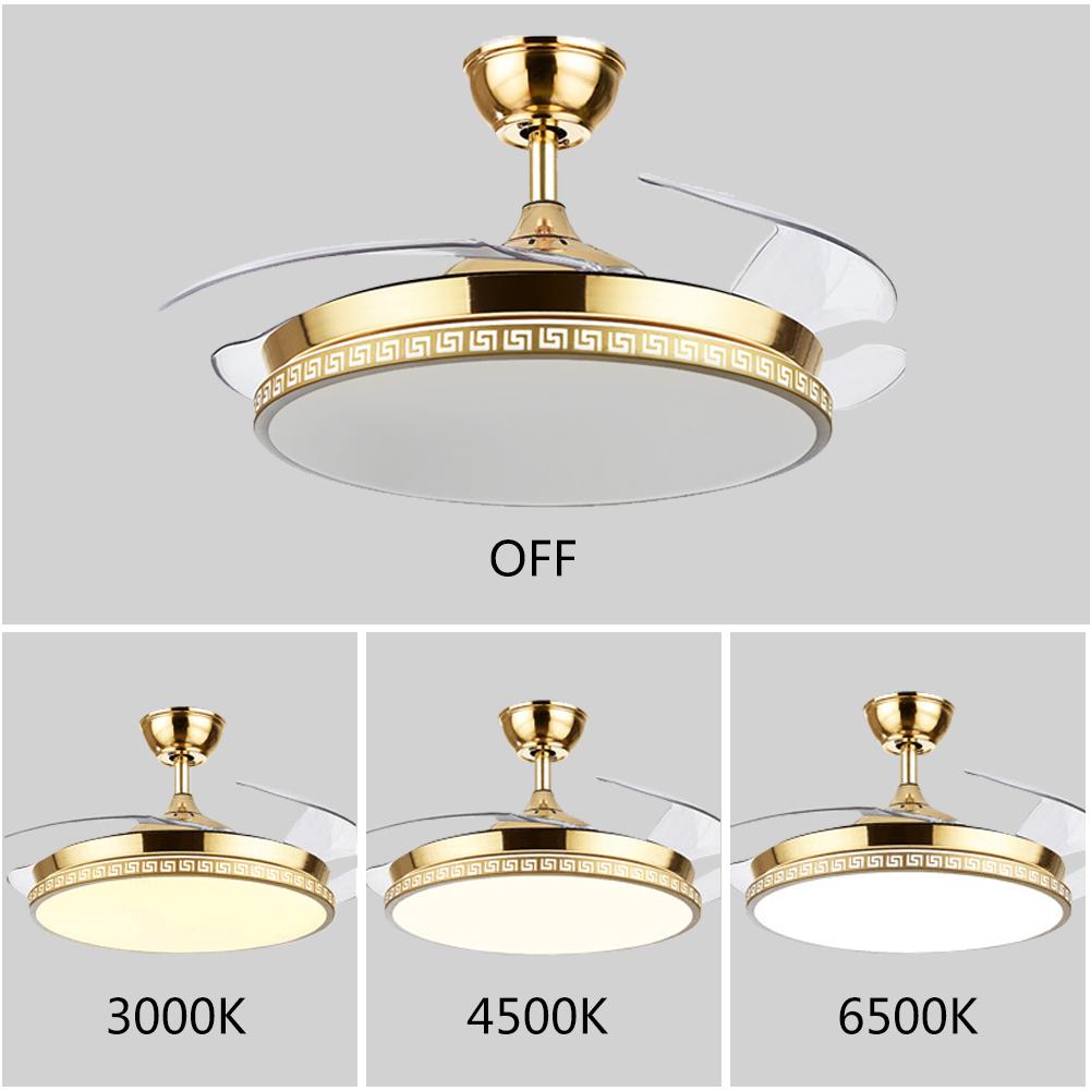 42" Gold Acrylic Invisible Ceiling Fan Chandelier
