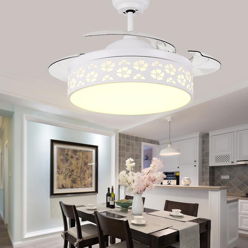 42" White Hollow Petal Ceiling Fan with Light