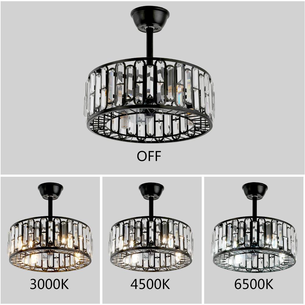 Round Black Dining Room Ceiling Fan with Light
