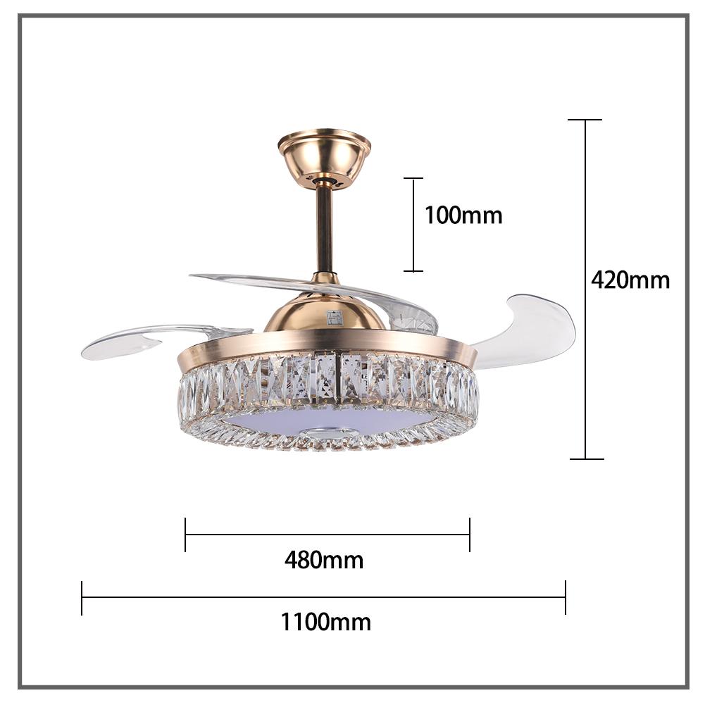 42" Gold Ceiling Colorful Bluetooth Invisible Fan with Light