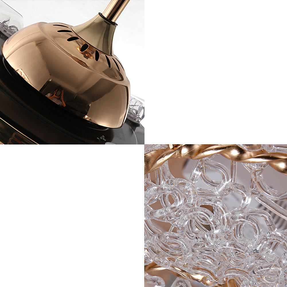 42" Gold Crystal Fashion Fan with Light