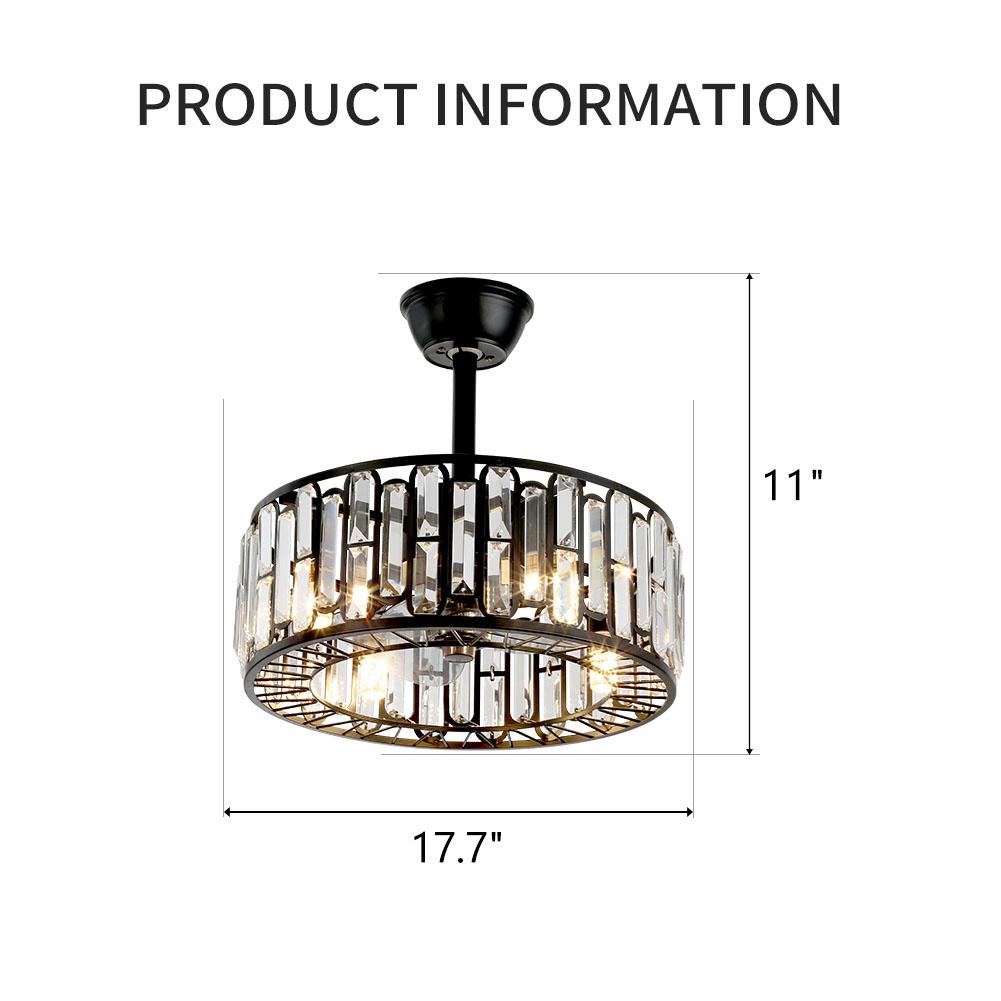 Round Black Dining Room Ceiling Fan with Light