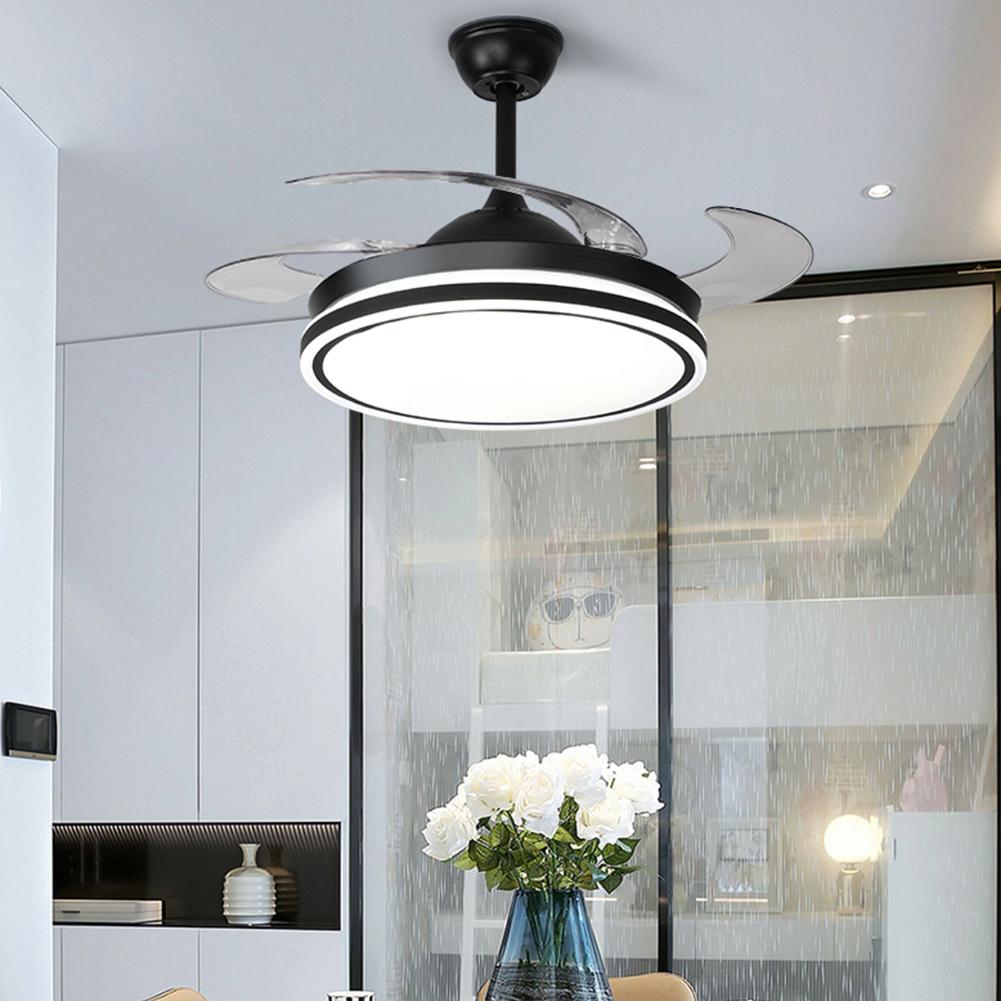 42" Black Acrylic Three-Tone Light Fan with Light DS-FZ35