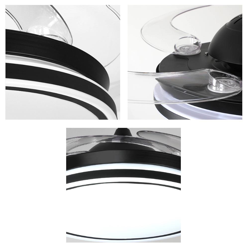 42" Black Acrylic Three-Tone Light Fan with Light DS-FZ35