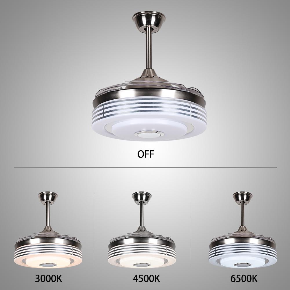 42" Silver Modern Invisible Color Bluetooth Fan with Light