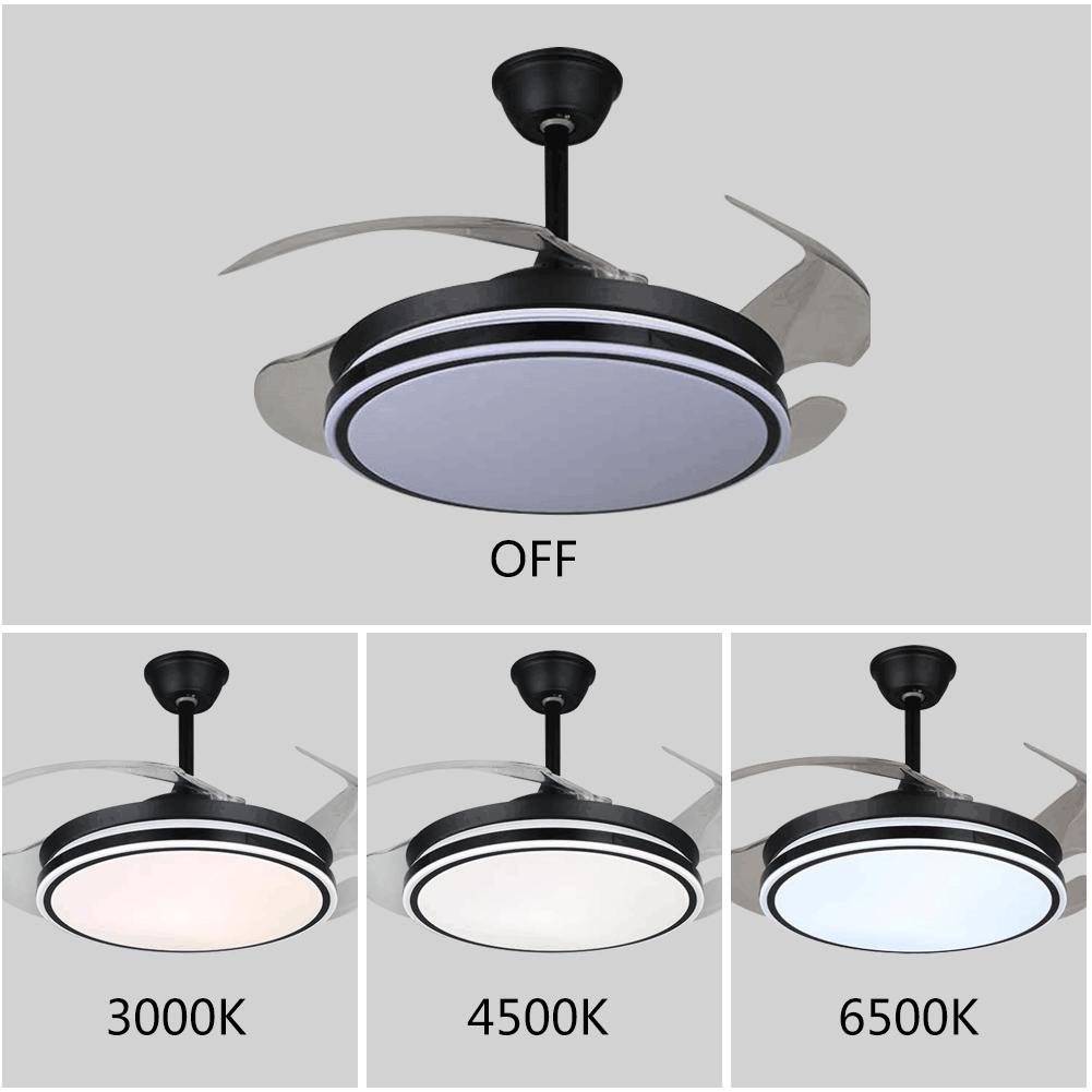 42" Black Acrylic Three-Tone Light Fan with Light DS-FZ35