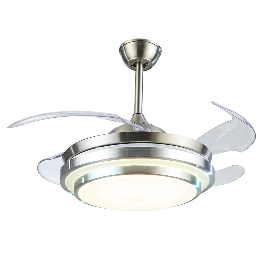 42" Modern Brushed Nickel Retractable Ceiling Fan with Light DS-FM44