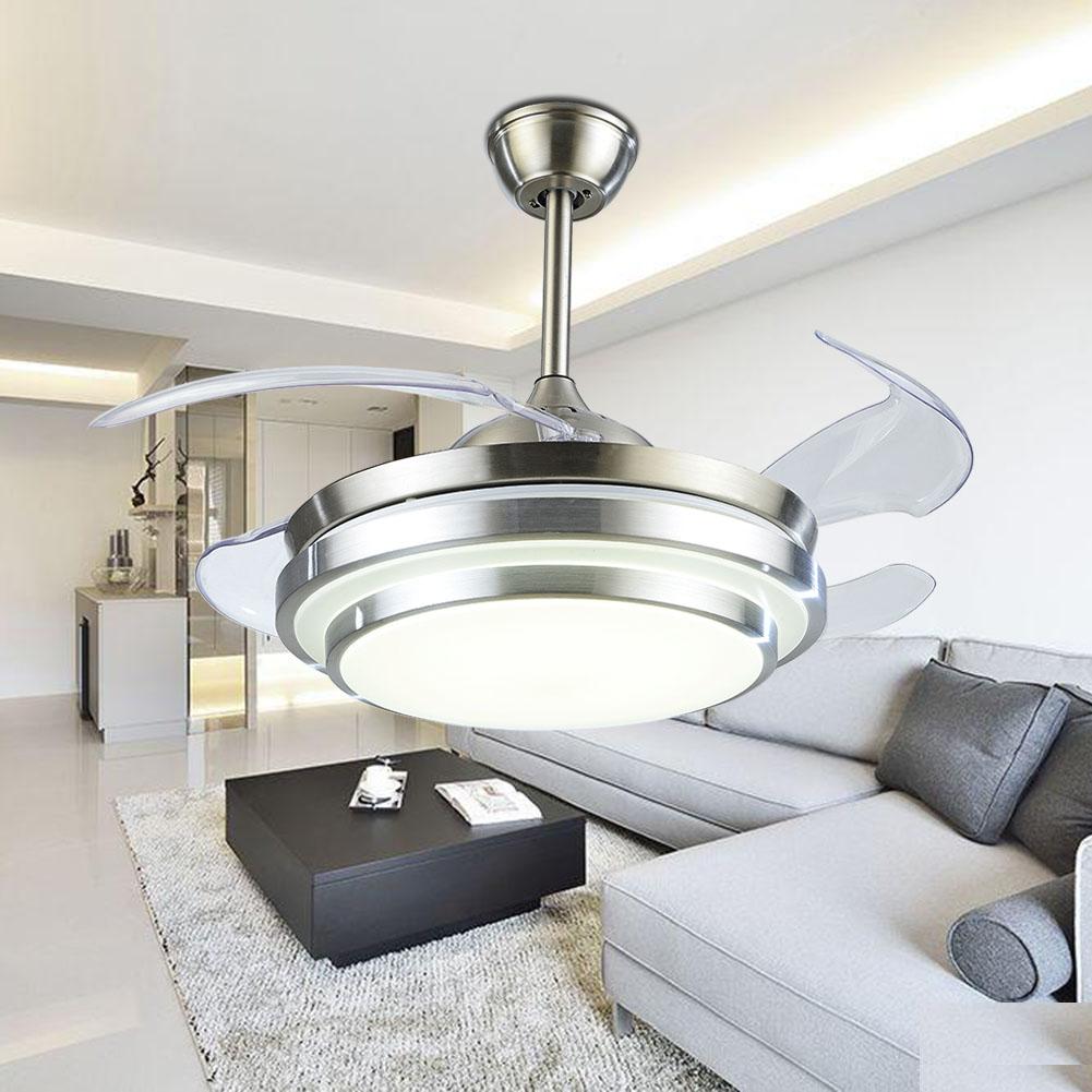 42" Modern Brushed Nickel Retractable Ceiling Fan with Light DS-FM44